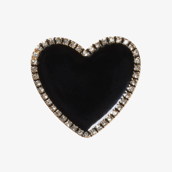 Crocs CROCS JIBBITZ / BLACK HEART WITH GOLD OUTLINE 